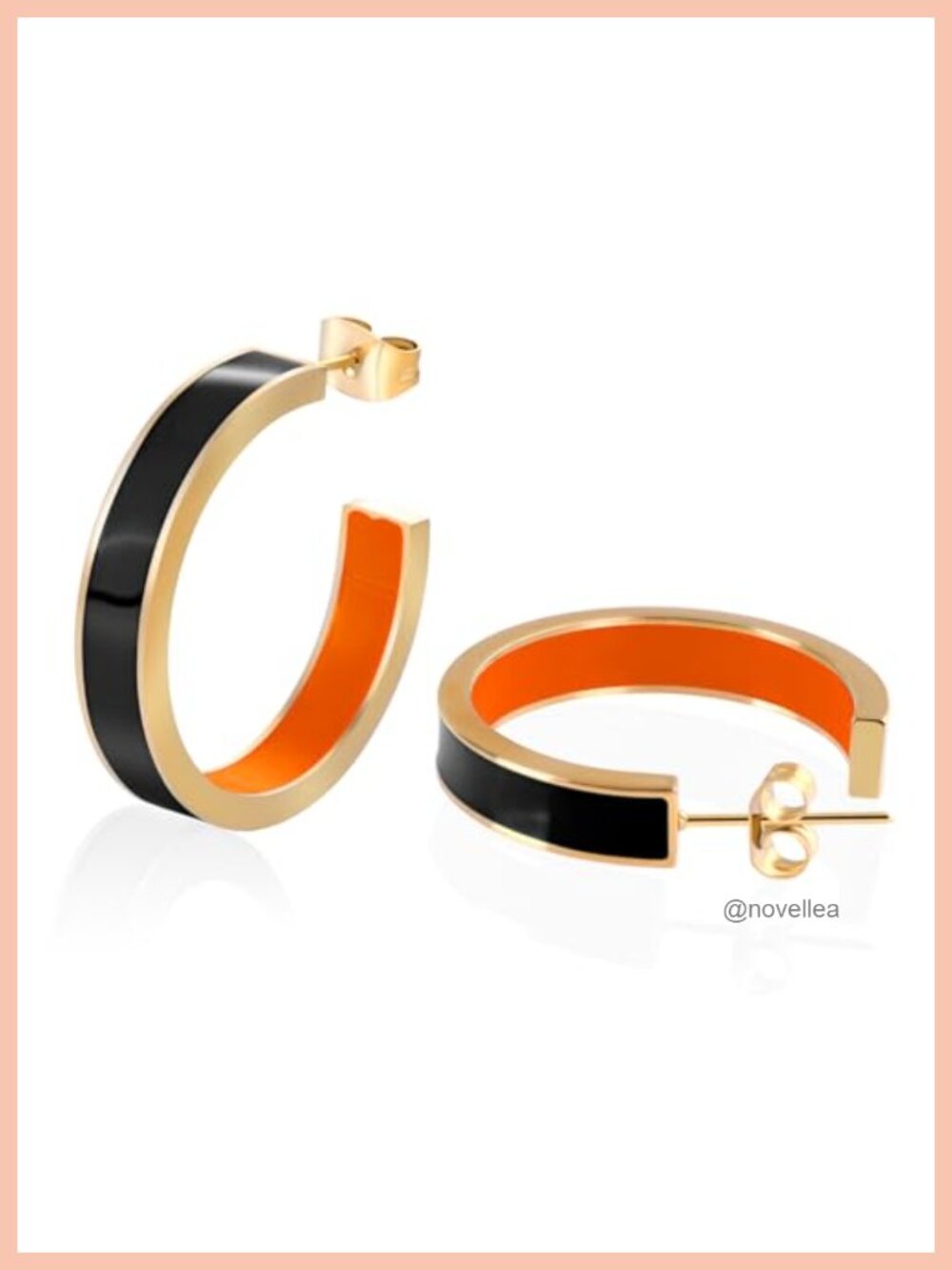18K Gold Plated Chunky C Shaped Enamel Huggie Hoop Earrings for Women
